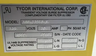 NEW TYCOR AGS-120-15-X TRANSIENT/NOISE SURGE SUPPRESSOR AGS12015X