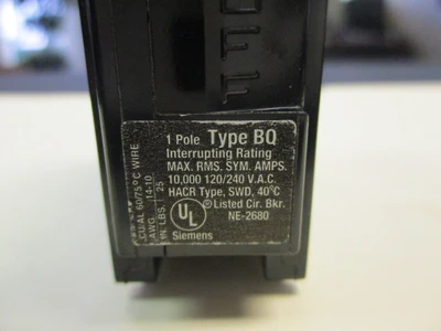 USED I-T-E Type BQ 1 pole, 15 Amps
