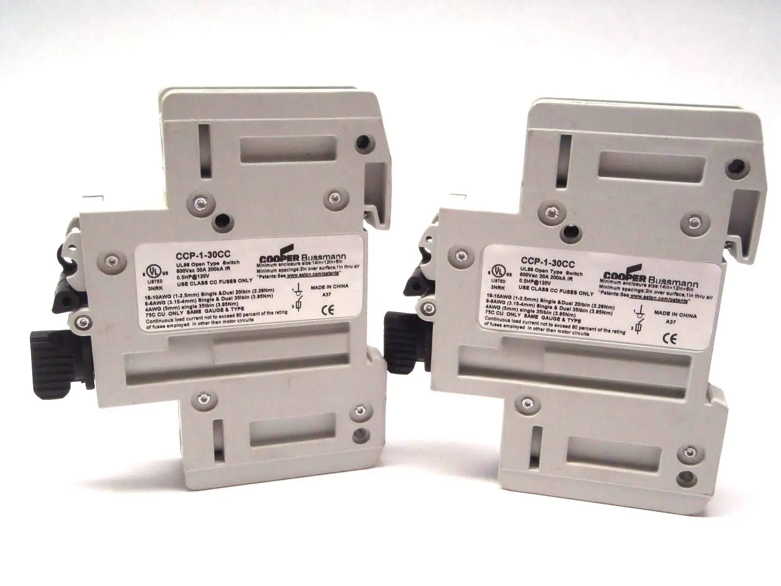 USED COOPER BUSSMAN CIRCUIT BREAKER 600V 30A CC CLASS FUSES