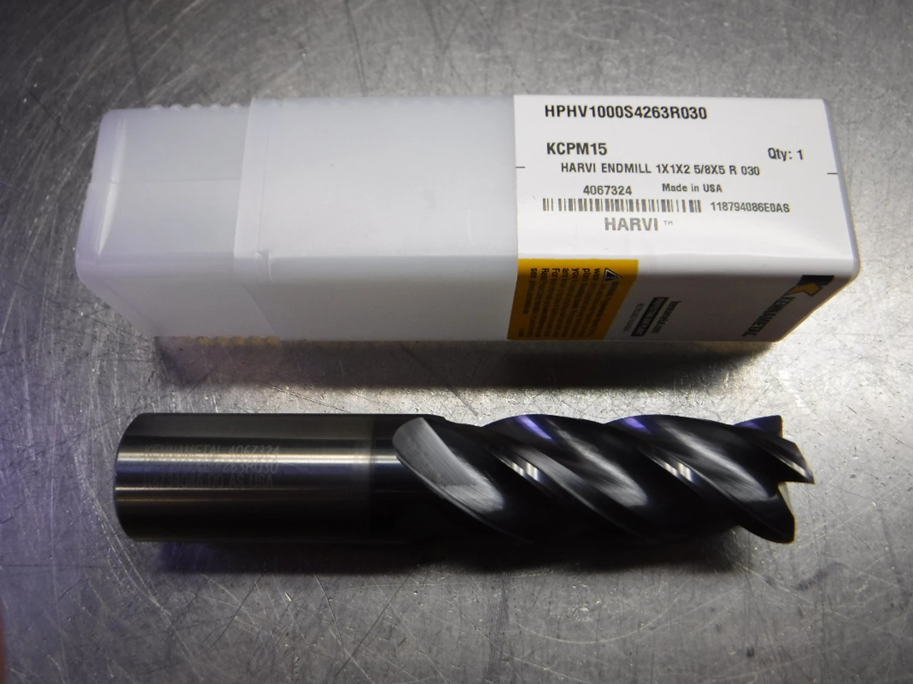 Kennametal 1" 4 Flute Carbide Endmill HPHV1000S4263R030 KCPM15 (LOC1173B)