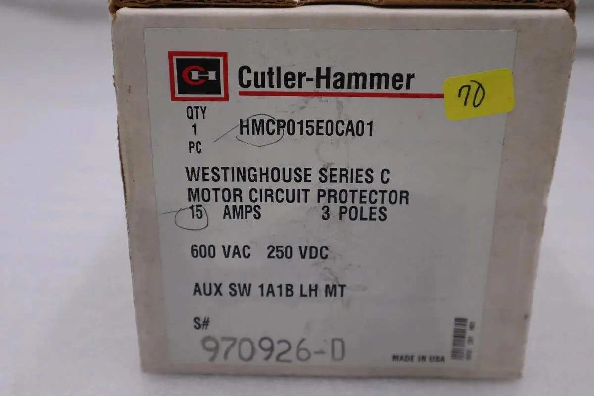 EATON CUTLER HAMMER HMCP015E0CA01 (BRAND NEW) BREAKER WESTINGHOUSE STOCK 1825B