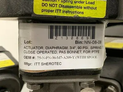 USED 5 ITT SHEROTEC STAINLESS STEEL DIAPHRAGM VALVES W/ POSITION MONITORS
