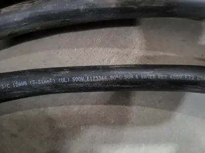SOOW Power Cord 12 AWG 3 Conductor 600V