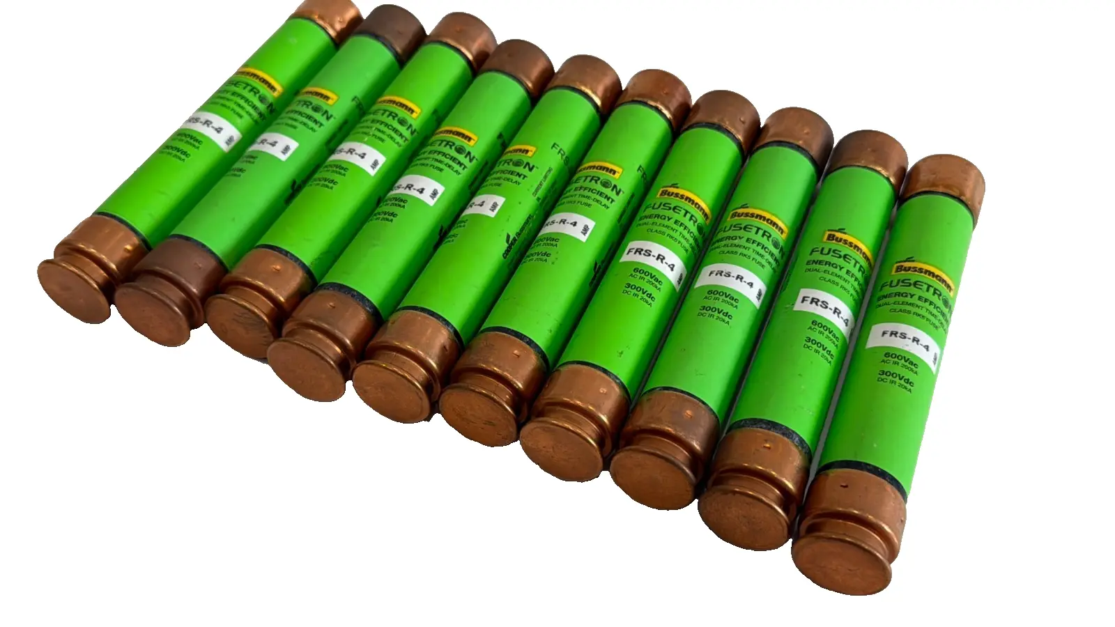 NEW LOT OF 10 BUSSMANN FRS-R-4 TIME DELAY FUSES FRSR4