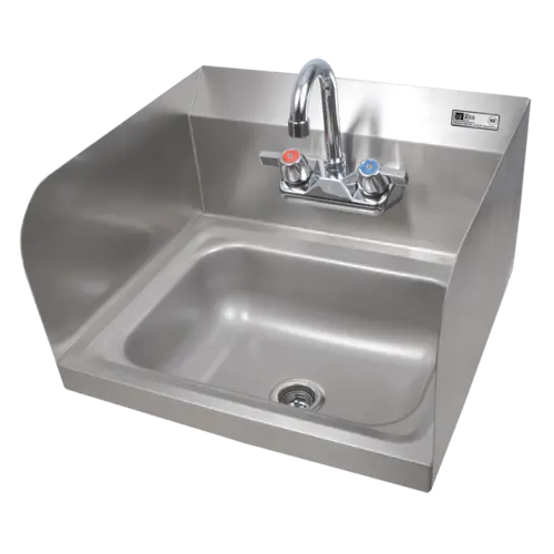 John Boos PBHS-W-1410-P-SSLR Wall Mount Commercial Hand Sink w/ 14"L x 10"W x 5"D Bowl, Side Splashes