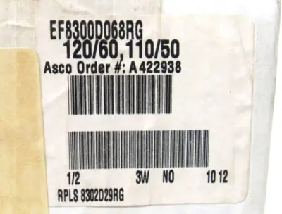 NEW SEALED ASCO EF8300D068RG SOLENOID VALVE 120/60
