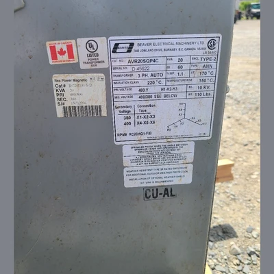 Used BEAVER ELECTRICAL MACHINERY AVR20SQP4C Transformers British Columbia CA | Savona Equipment LTD #1291757