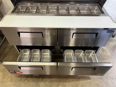 Used Turbo Air Used Turbo Air TST-60SD-D4-N 60" 4 Drawer Refrigerated Sandwich Prep Table 120V - WO1 Food Prep Tables Illinois US | Falcon Restaurant Supply #1375346