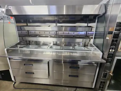Used Southern CaseArts Used Southern CaseArts Stainless 6' Open Face Refrigerated Prep Table 120V Food Prep Tables Illinois US | Falcon Restaurant Supply #1376580