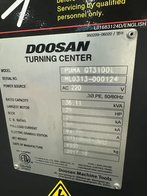 2017 DOOSAN GT3100L Lathes, CNC | Great American Equipment Company (10)