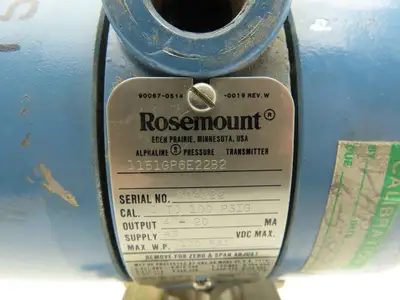 Rosemount 1151GP6E22B2 Differential Pressure Transmitter Max 45DCV WP 0-100 PSI