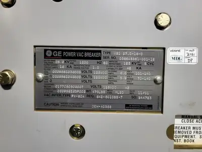 25kV 1200A 3ph Switchgear Unit w/ (2) Power Vac Breaker VB1 27.0-16-0