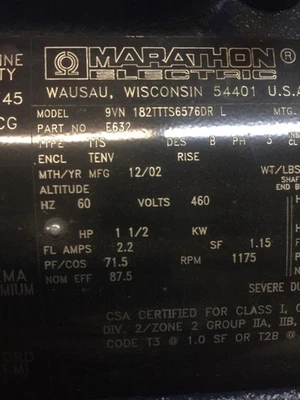 New | in-Stock MARATHON 182TTTS6576DR Motors (misc) Indiana US | J&J Industrial Supply #512887