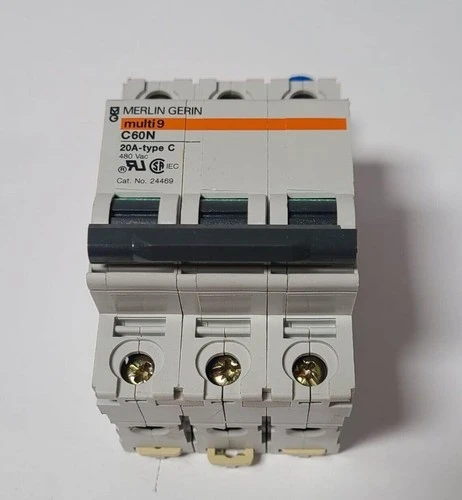 MERLIN GERIN multi9 C60N 20A type C 480 Vac 24469 Breaker 3 Poles