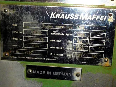 Krauss-Maffei SZ 22 2-stage pusher centrifuge, 316SS.