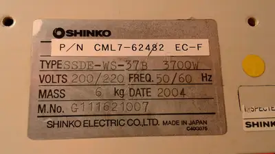 USED SHINKO ELECTRIC SSDE-WS-37B CML7-62482