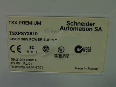 Schneider TSXPSY3610 Premium Power Supply Module PV:05 RL:01 Used