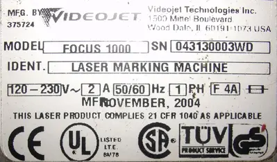 USED VIDEOJET FOCUS 1000