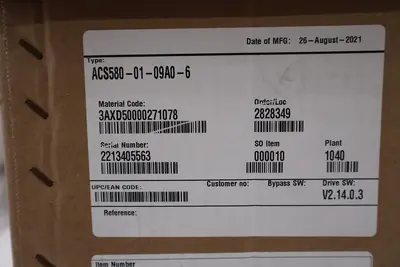 ACS580-01-09A0-6 AC DRIVE SERIES GENERAL PURPOSE 3 PHASE 5 HP - STOCK GF37