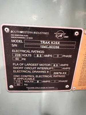 2010 SOUTHWESTERN INDUSTRIES TRAK K2SX Knee Mills | Westbrook Engineering (10)