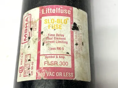 USED LITTELFUSE SLO-BLO TIME-DELAY DUAL ELEMENT FUSE CLASS RK5 600VAC 300A