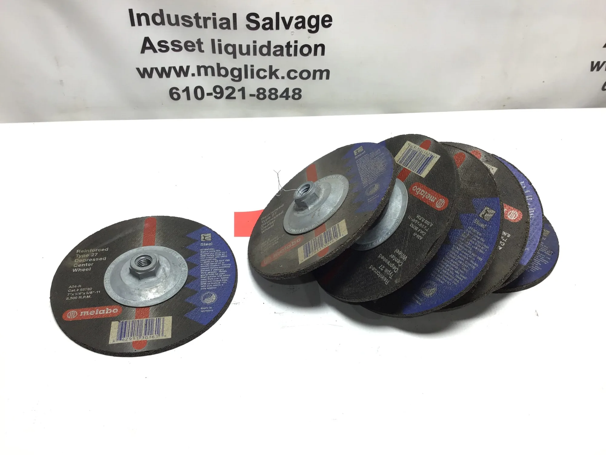 METABO 7”X 1/4”X5/8”-11 8,500 RPMTYPE 27 DEPRESSED CUTTING WHEEL(Lot of 8)