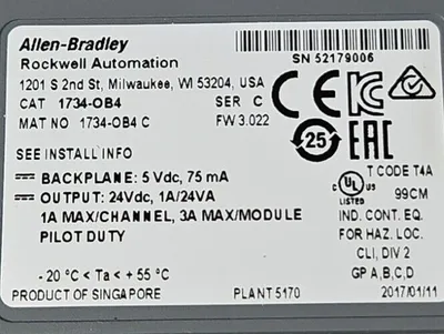 Allen-Bradley 1734-OB4 Ser.C / 1734-TOPS. PLC Output Module. 3B-18