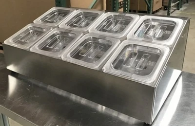 171-0187 8-Well Seasoning Box Stainless Steel Condiment Station