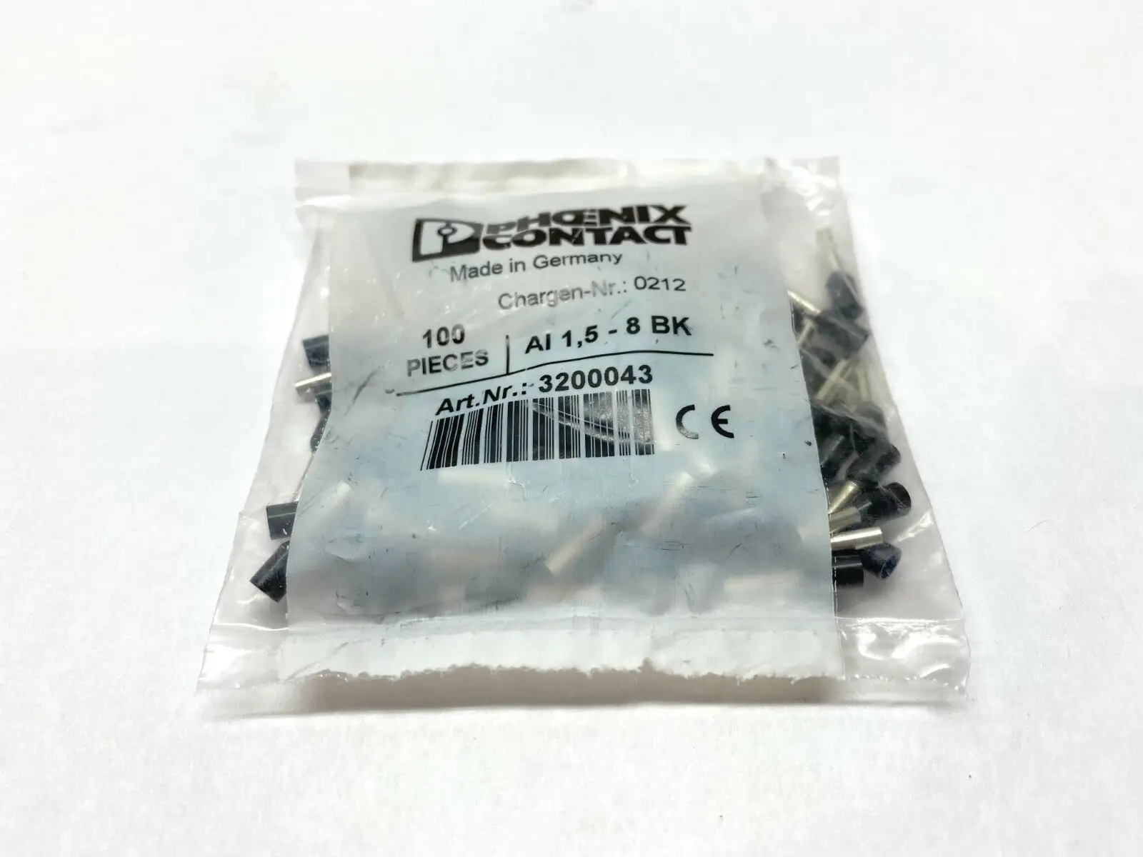 3200043 | Phoenix Contact AL 1,5-8 BK Black Crimp Ferrule Total 14mm L PKG OF 100 - New