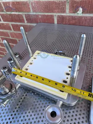 USED MILLIPORE PELLICON STAINLESS STEEL TFF CASSETTE HOLDER W/ GAUGE