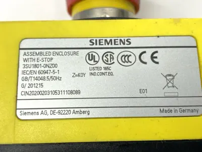 USED SIEMENS SIRIUS ACT PLASTIC EMERGENCY STOP ASSEMBLY