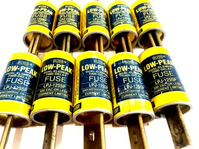 NEW LOT OF 10 BUSSMANN LPJ-125SP FUSES 600VAC 300VDC LPJ125SP