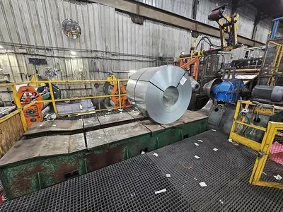 60” x .135” x 50,000 Lbs. Cincinnati/Herr-Voss Slitting Line. STOCK #0999625