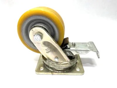 USED BLICKLE SWIVEL CASTER W/ TOP PLATE & BRAKE 125MM WHEEL DIA. X 50MM WIDTH