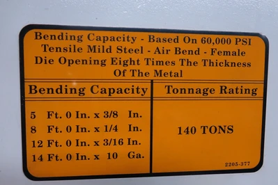 USED WYSONG HYDRAULIC PRESS BRAKE THS140-144