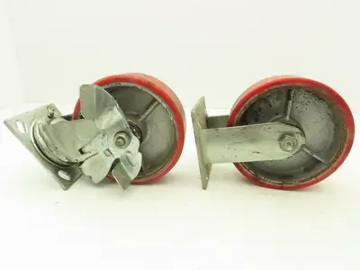 Glide Max 6" Caster Wheels Poly Set of (4) 2-Swivel w Lock & (2)-Fixed Lot of 4