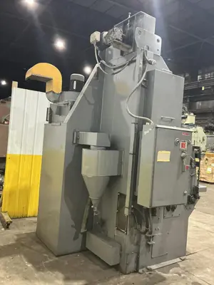 5 CU FT X 15 HP WHEELABRATOR TUMBLAST RUBBER BELT SHOT BLAST CABINET: YOBRO #25013