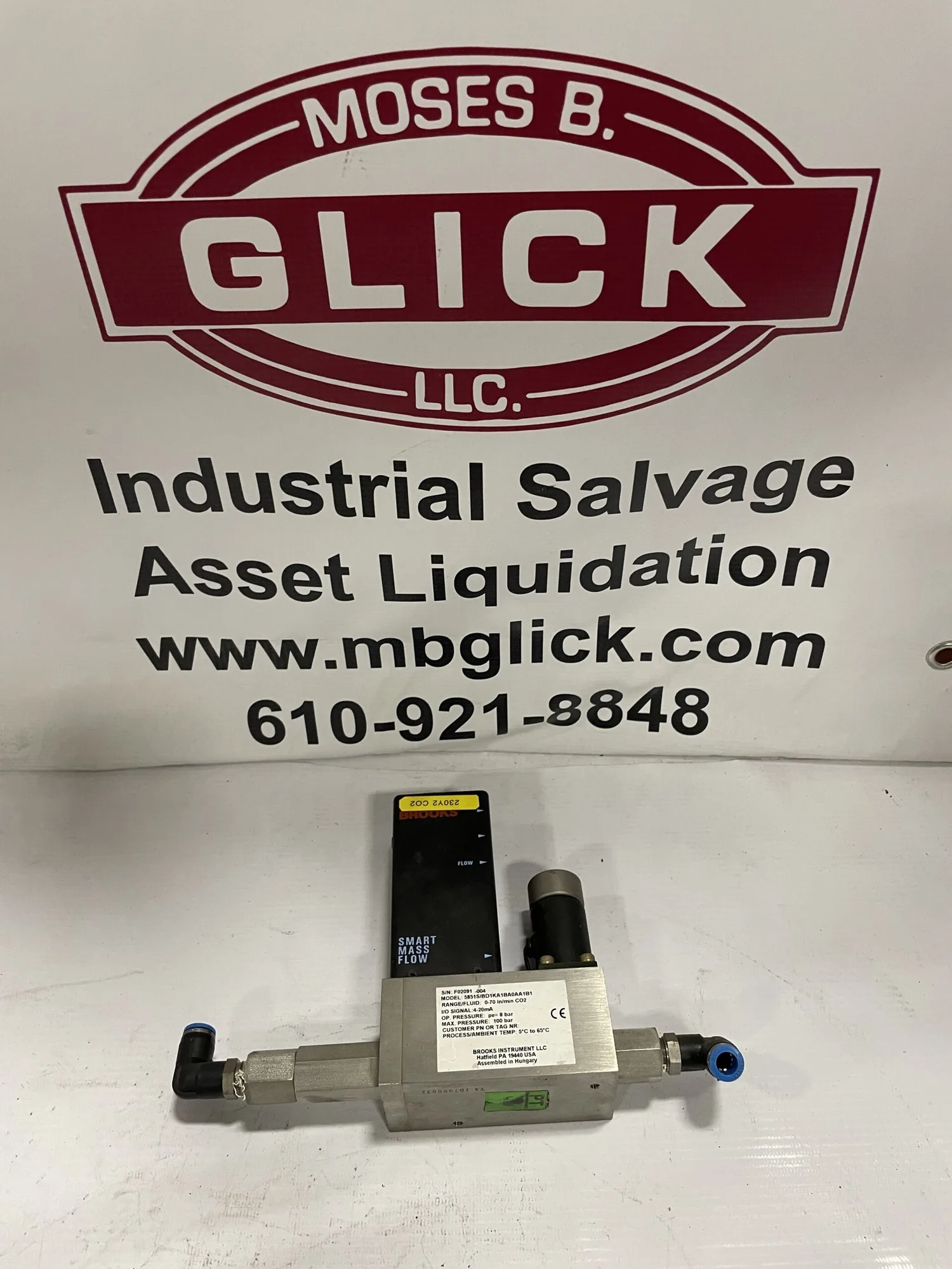 Brooks 5851S/BD1KA1BA0AA1B1 Thermal Mass Flow Meter 116-1450psi 0-70in/min