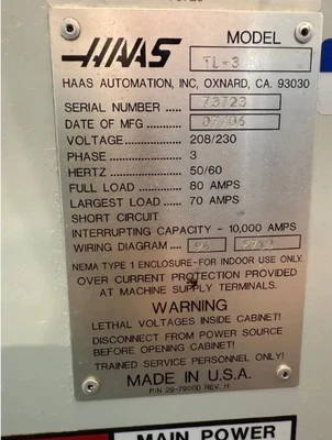 Used 2006 HAAS TL-3 CNC Lathes Florida US | Legacy CNC Machinery, LLC #390775