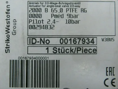 NEW STRIKOWESTOFEN 00167934 VALVE
