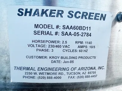 THERMAL ENGINEERING SSA-60BD11 Screen Round (Sweco Type) | Perry Equipment (10)