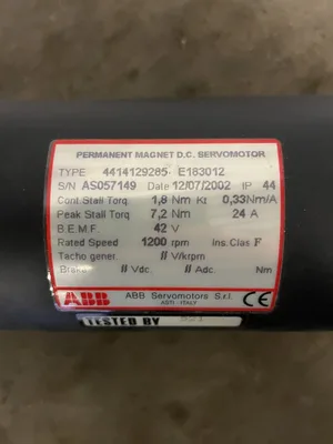 ABB PERMANENT MAGNET D.C. SERVOMOTOR TYPE 4414129285