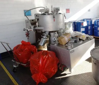 GFT V 63-U perforate basket centrifuge, Hastelloy C22.