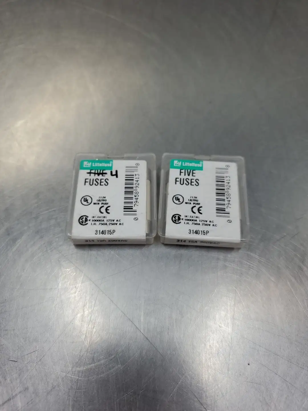 USED Littelfuse 314015P Fast-Acting Ceramic Fuse, 15A, 250VAC, Lot of 9