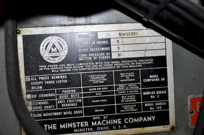 60 TON MINSTER OBI PRESS