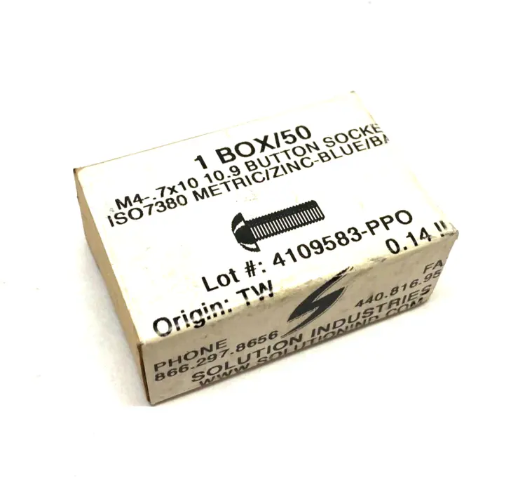 New | in-Stock Solution Industries M4-.7x10 10.9 Button Head Socket Screw ISO7380 Nuts & Screws Michigan US | Maverick Industrial Sales #1395896