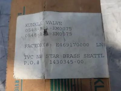 USED KUNKLE VALVE 0548A01KM007