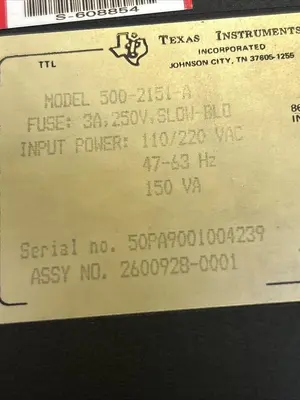 Used TEXAS INSTRUMENTS 500-2151-A Miscellaneous Equipment (Electrical & Power) | Surplus Asset Holdings #1195138