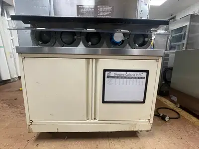 Used FBD MFG Used FBD 564 Frozen Beverage 4 Flavor Dispenser with Drink Station Stand As-Is 220V Slushie Machines Illinois US | Falcon Restaurant Supply #1375592
