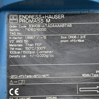 Used Endress+Hauser 83M08-ATADAAAAB7AB Meters - Misc Indiana US | J&J Industrial Supply #1319476